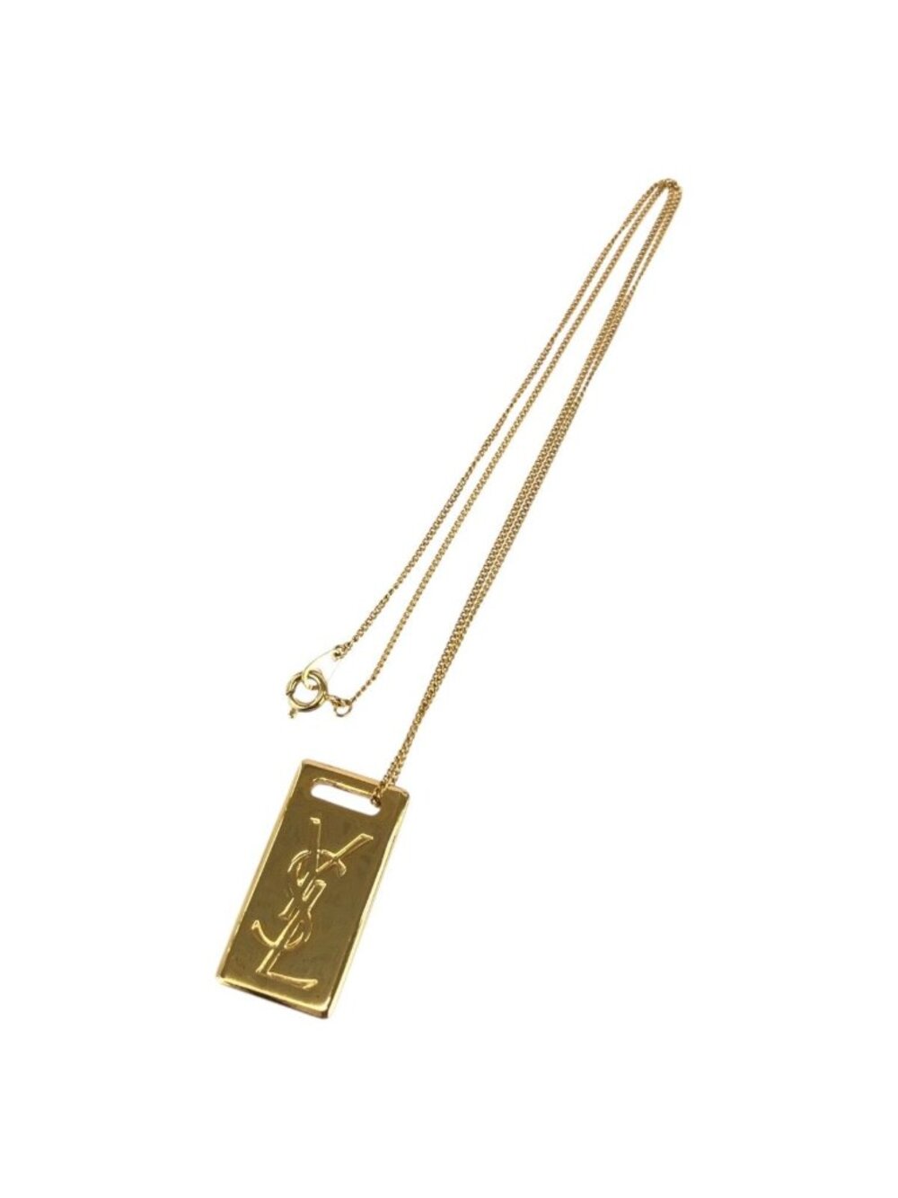 Saint Laurent Vintage YSL Gold Plated Metal Necklace